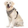 Funfox Dog Harness Large No Pull, Adjustable 2 Clips Anti-Pull Vest with Practical Handle, Breathable Padded Pet Harness Designed for Small/Large Breeds, Reflective Training Walking Camo Green L