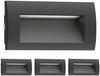 ledscom.de 4 LED recessed Wall Light ZIBAL, Downlight for Outdoors, IP65, Black matt, 140 x 70mm, 3.3 W, 209lm, Warm White