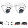 ZOSI 2 Pack 1080P HD TVI Security Camera Outdoor 80ft IR Night Vision, IP66 Weatherproof, 2MP CCTV Surveillance Dome Cameras for 720P/1080N/1080P/5MP/4K HD-TVI AHD CVI Analog DVR Systems(White)