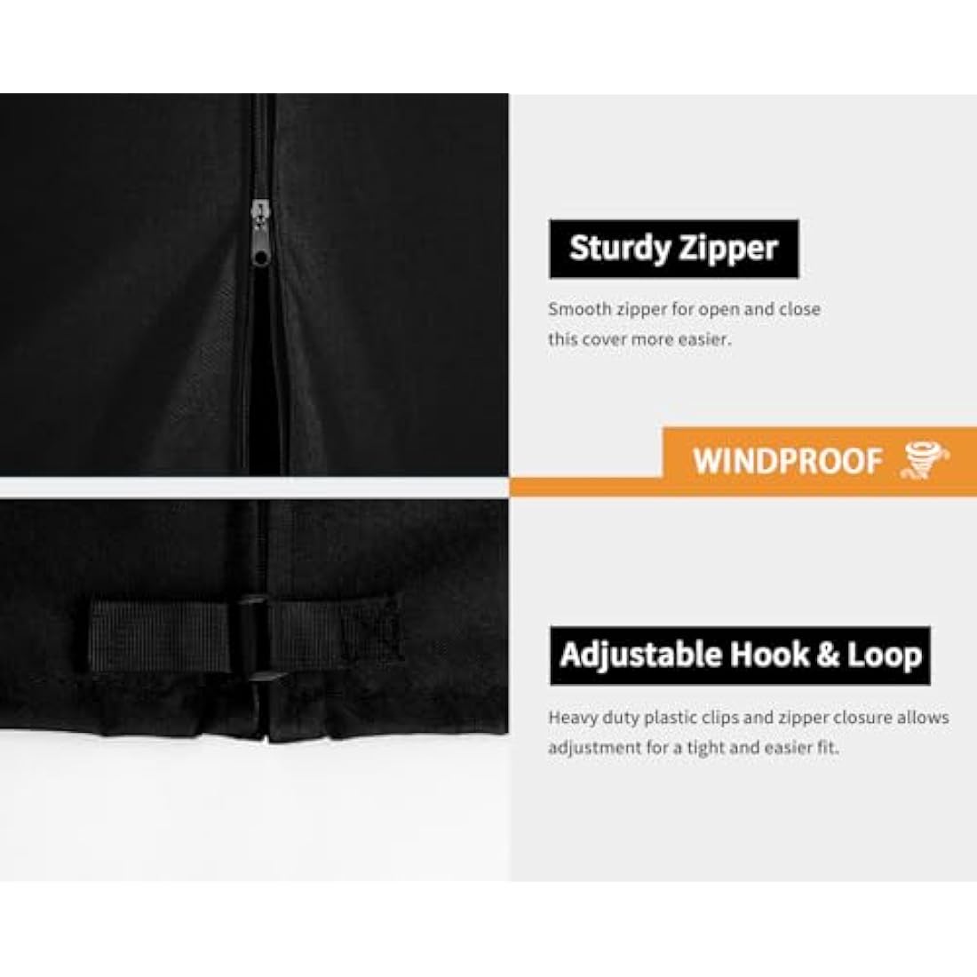 Dokon 4 Seater Garden Swing Covers Waterproof Heavy Duty Oxford Fabric Outdoor Swinging Chair Cover Windproof Anti-UV Patio Garden Hammock Cover with Zips (250x150x160cm) - Black