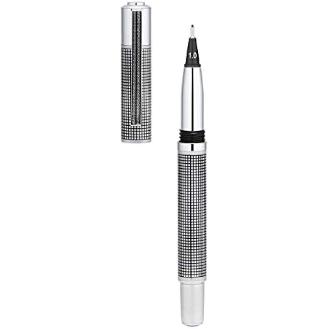 Yookers Metis Refillable Fibre Pen in Satin Chrome Black Grid 1.0mm Tip