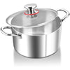 HaWare 5.8L Stock Pot, Tri-Ply Stainless Steel Soup Pot with Visible Lid, 24cm Cooking Induction Stockpot for Pasta/Meat/Soup, Suit for All Kitchen Stove Top, Healthy & Non Toxic, Easy Clean