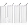 PYD Life Sublimation Blanks Skinny Tumbler White 20 OZ Straight Stainless Steel Tumbler with Metal Straw for Mug Tumbler Heat Press Machine Sublimation Printing 4 Pack