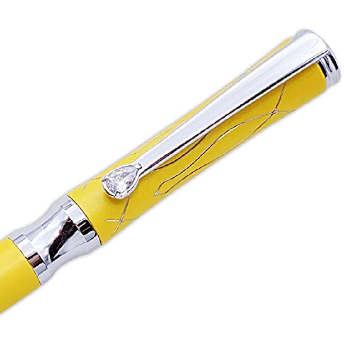 LACHIEVA LUX Nice Elegant Crystal Executive Metal Ballpoint Pen with Germany Schmidt P900M Refills (Black and Blue 2 Refills)-Yellow