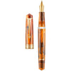 Asvine P20 Piston Fountain Pen Amber Resin, Iridium Extra Fine Nib Gold Trim Smooth Writer Collection with Case Set