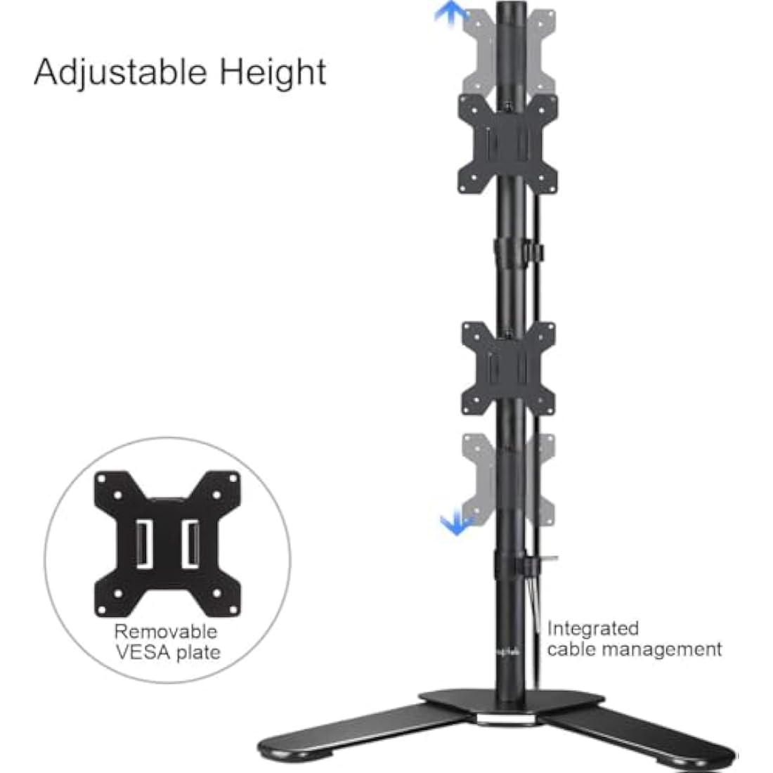 Suptek Dual Monitor Mount 80cm Tall Vertical Free Standing Stand for Two 13-27 inch Screens ML6802