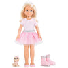 Corolle 9000600010 Girls Valentine Ballerina Set, Dressing Doll with Dog, with Crown, Earrings and Extra Ice Skates, 28 cm Toy Doll with Vanilla Fragrance, from 4 Years