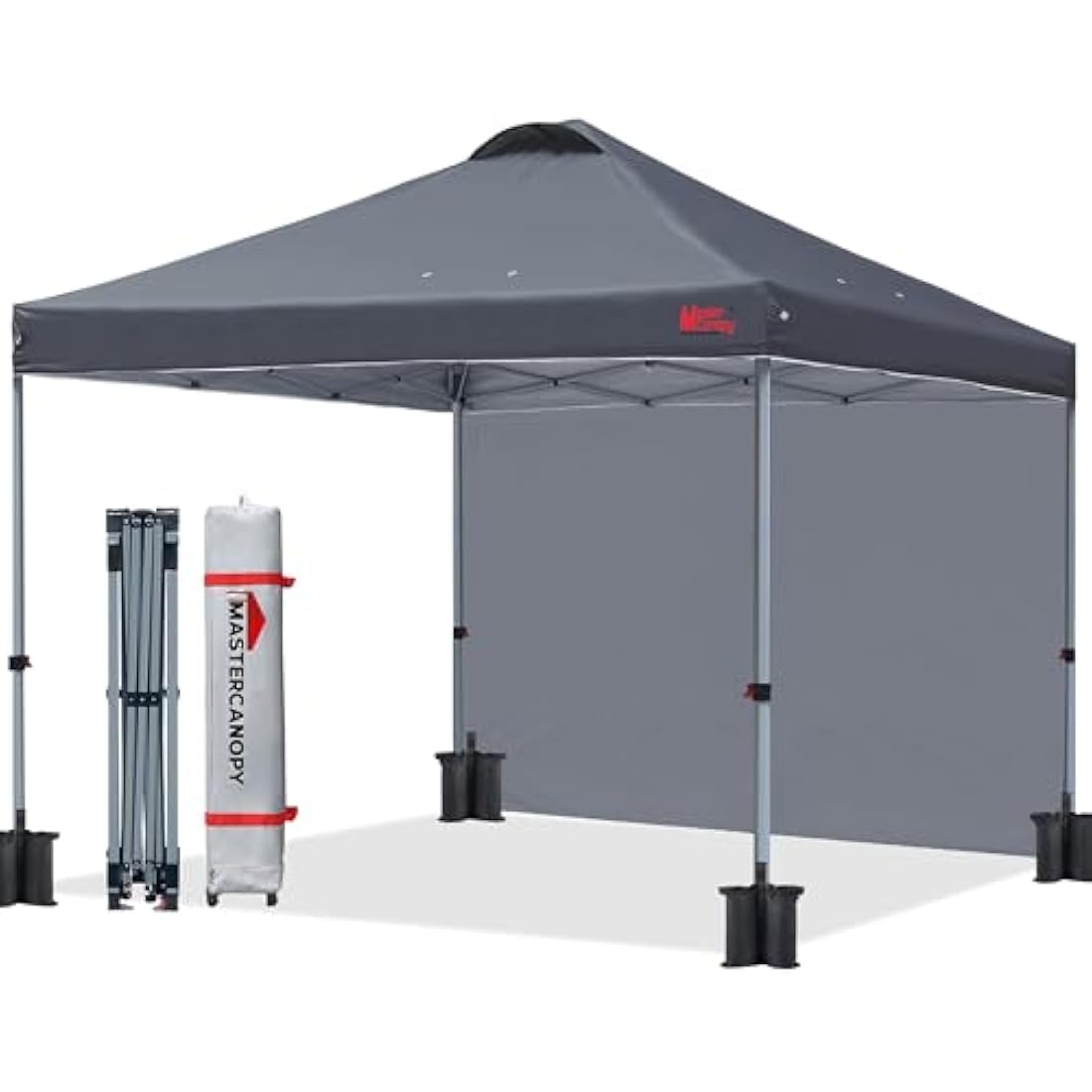 MASTERCANOPY Durable Ez Pop-up Gazebo Tent with 1 Sidewall (3x3M,Dark Grey)
