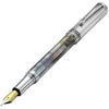 Xezo Maestro Black Mother of Pearl Fountain Pen, Medium Nib. Chrome Plated. Handmade, No Two Pens Alike