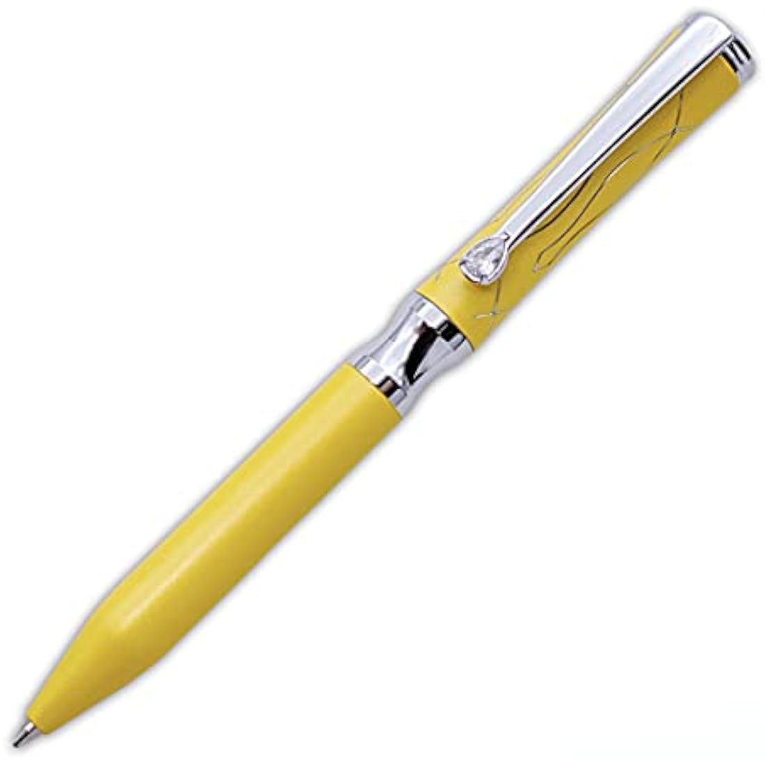 LACHIEVA LUX Nice Elegant Crystal Executive Metal Ballpoint Pen with Germany Schmidt P900M Refills (Black and Blue 2 Refills)-Yellow