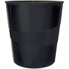 Leitz Waste Paper Bin, 15L Capacity, 100% Recyclable, Blue Angel Certfied, Recycle Range, Black, 53280095
