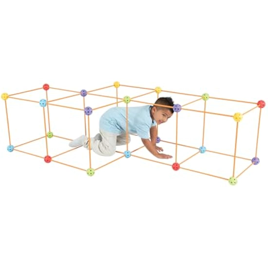 Crazy Forts - Multi Colour - Building Kit for Kids 8-12 - Indoor Creative Fort Building STEM Toys - Durable and Portable Kit for Team Building Skills and Creative Thinking – 1 Box, 69 Pcs