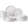 Richmount Nebula Dinner Set for 4, 12-Piece Speckled Dinnerware Stoneware Set, Scratch Resistant, Dishwasher & Microwave Safe, Dining Plates and Bowls Sets, White