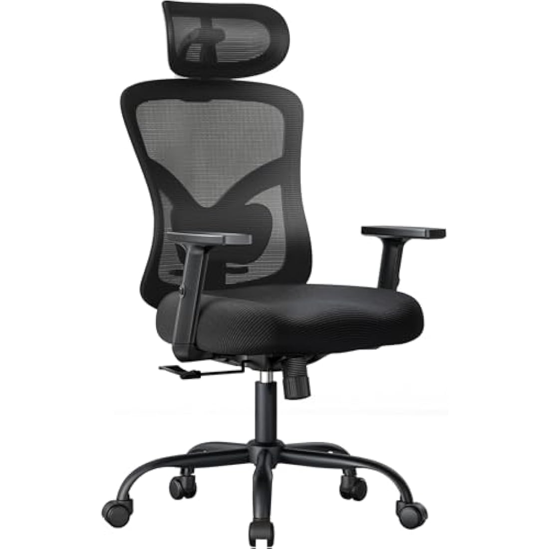 NOBLEWELL Ergonomic Office Chair, Home Office Desk Chairs with Adjustable Lumbar Support, Headrest, 2D Armrest, Computer Chair Backrest 135° Freely Rocking Relaxation, for Home Gaming, Black
