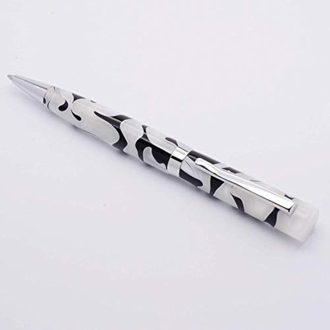 LACHIEVA LUX White Luxury Resin Celluloid Finished Ballpoint Pen for Writing. Nice Ball Pen Set Gift for Women & Men. (White/Black)