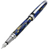 Xezo Urbanite Fountain Pen, Medium Nib. Retro Blue, Black, and Cream Colors with Chrome Plating. Limited Edition and Serialized. No Two Alike