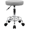 KKTONER PU Leather Round Rolling Stool with Foot Rest Swivel Height Adjustment Spa Drafting Salon Tattoo Work Office Massage Stools Task Chair Small (Gray)