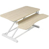 VIVO 81cm Desk Converter, K Series, Height Adjustable Sit to Stand Riser, Dual Monitor and Laptop Workstation with Wide Keyboard Tray, Light Wood Top, White Frame, DESK-V000KF