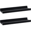 PHOENANCEE Solid Wood, 43cm Wall Picture Shelves Ledge, Rustic Wood Ledge Shelves, Decorative Photo Shelf For Living Room, Kitchen, Bedroom, Books, Set of 2,Black