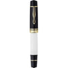erofa Majohn P139 Piston Resin Fountain Pen Medium Nib with Box, Brass Piston System Large Capacity Writing Pen, Black White