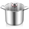 Joyfair Large Stock Pot, 10L Tri-Ply Stainless Steel Stockpot with Glass Lid, Induction/Gas/Ceramic/Electric/Halogen Safe Soup Pot for Simmering Stewing, Heavy-Duty & Riveted Handles & Easy Clean