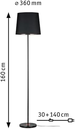 Paulmann 79612 Neordic Enja Floor luminaire max. 1x20W Floor lamp for E27 Lamps Floor luminaire with Fabric Shade Black/Copper 230V Without lamp
