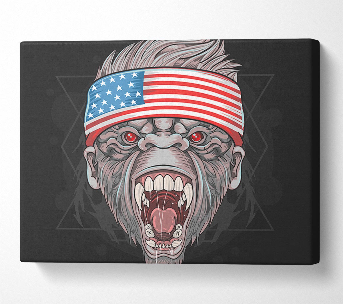 Angry Gorilla American Flag Canvas Wall Art
