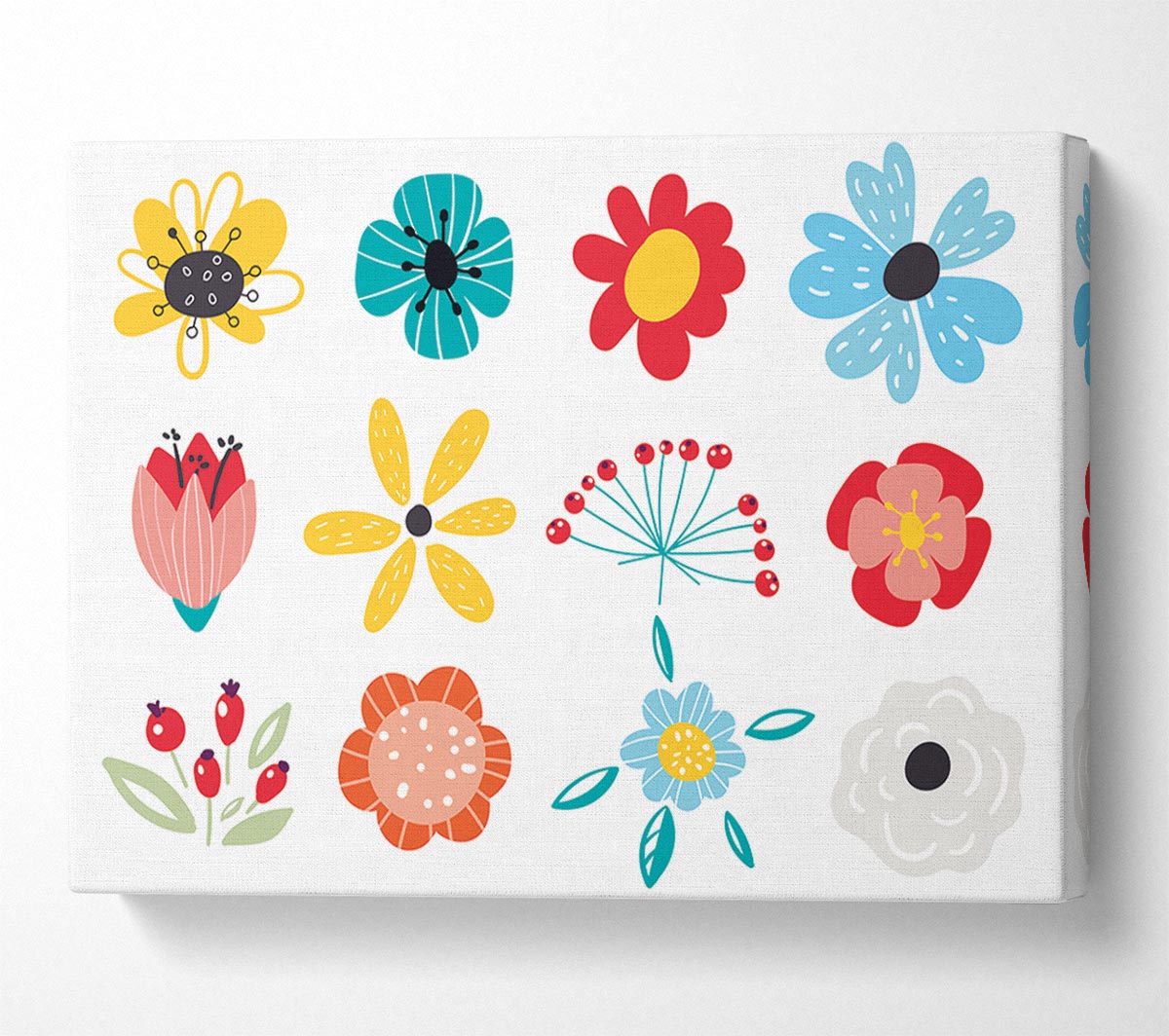 Twelve Summer Flowers Canvas Wall Art