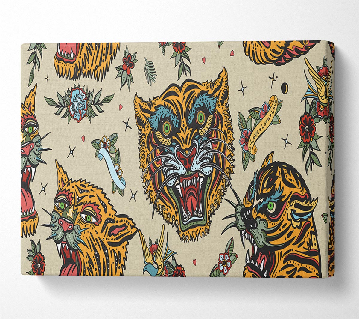 Tattoo Tiger Art Canvas Wall Art