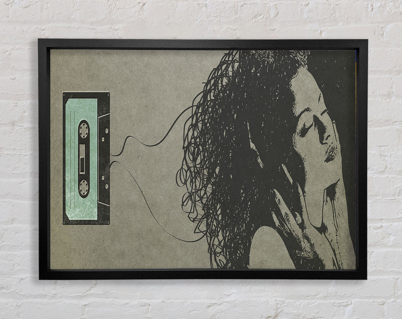 Cassette Tape Woman Framed Wall Art