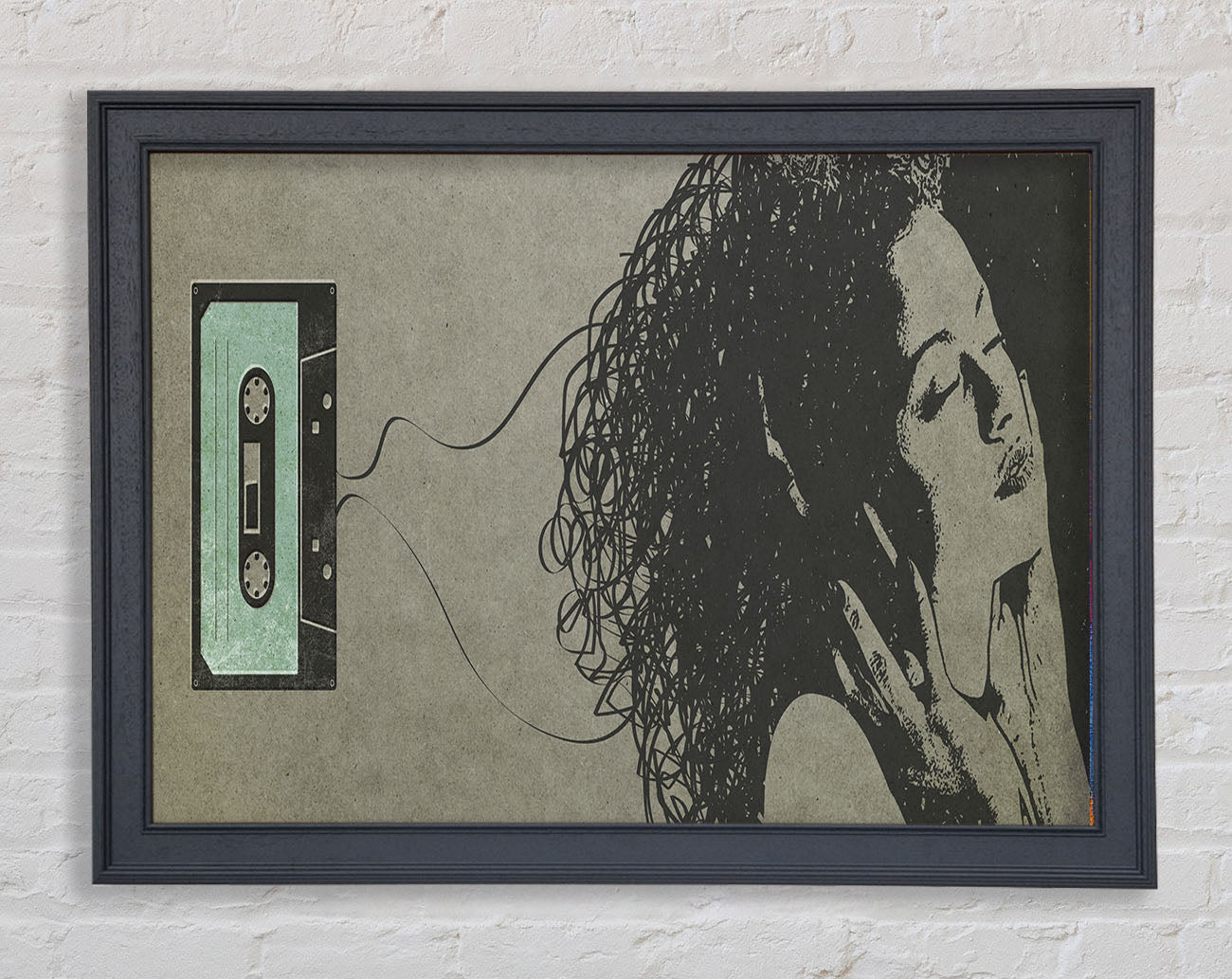 Cassette Tape Woman Framed Wall Art