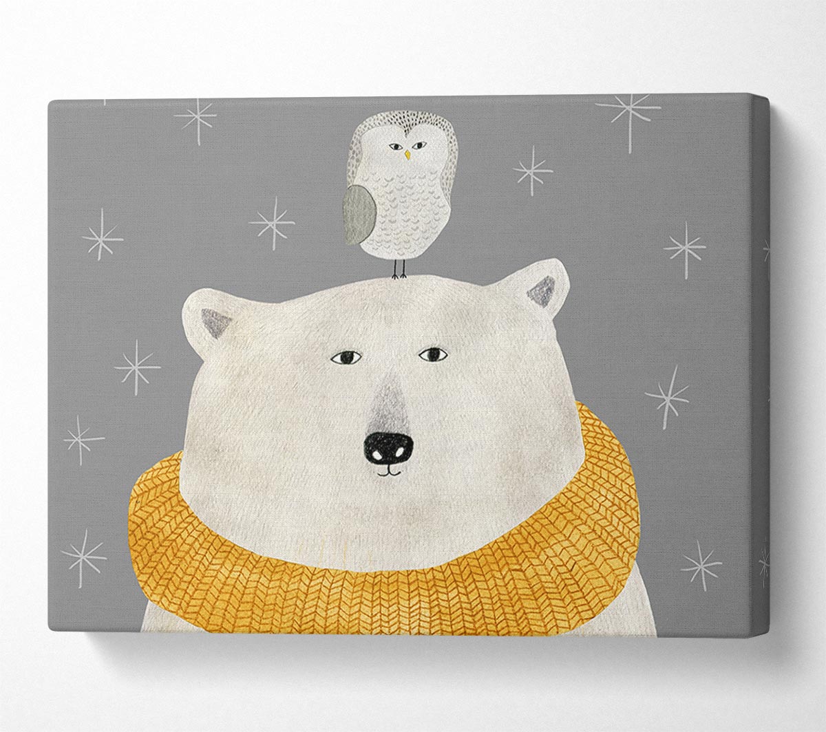 The Bear And The Owl Canvas Wall Art