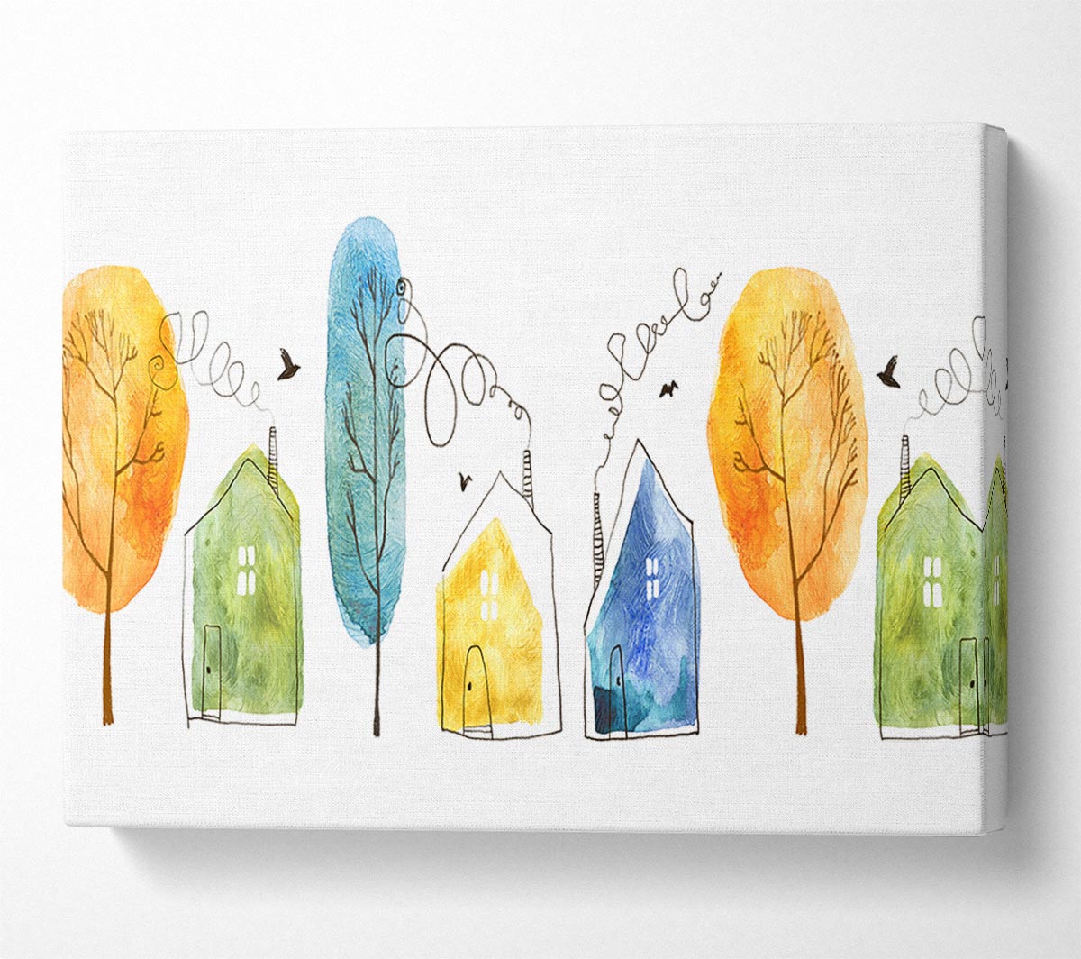 Smokey House And Trees Canvas Wall Art