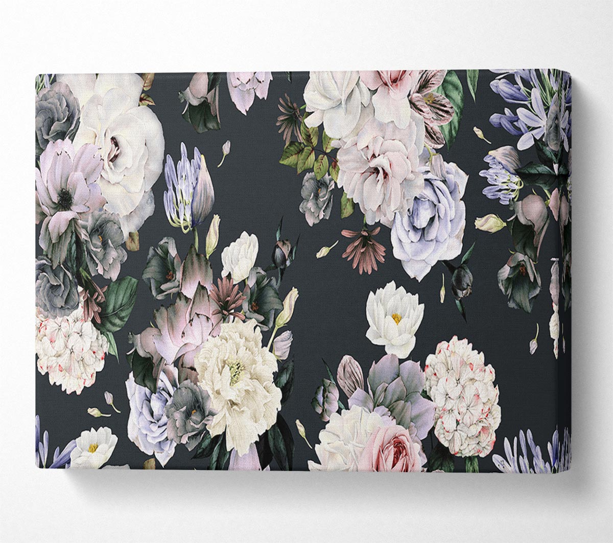 Flowers On Grey Canvas Wall Art