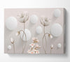 White Flower Circles Canvas Wall Art
