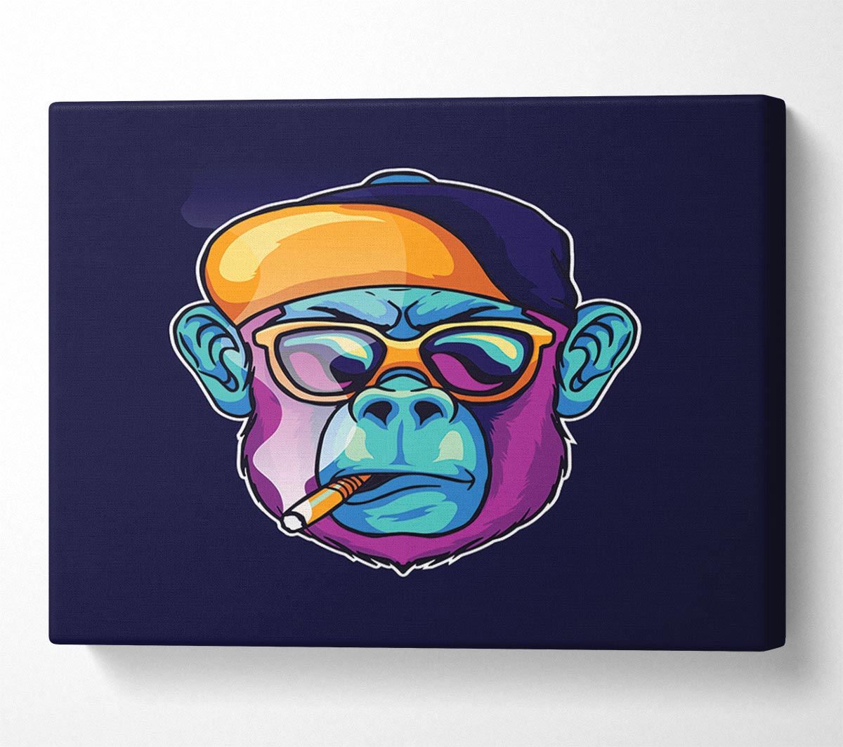Gorilla Smoking Hat Canvas Wall Art