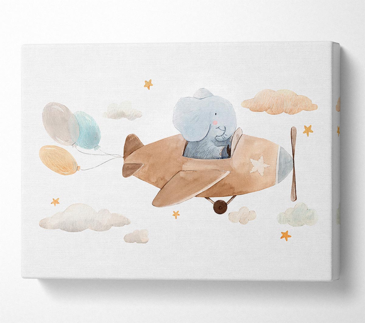 Elephant Riding Plane Canvas Wall Art