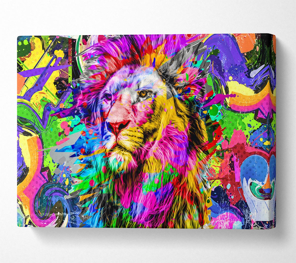 Rainbow Vivid Lion Canvas Wall Art