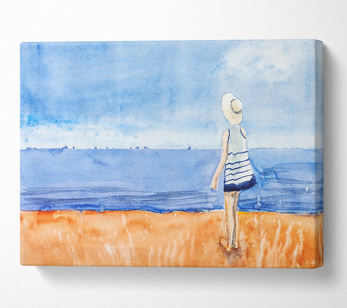 Woman Looking Out To Sea Canvas Wall Art