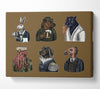 Six Vintage Animal People Canvas Wall Art