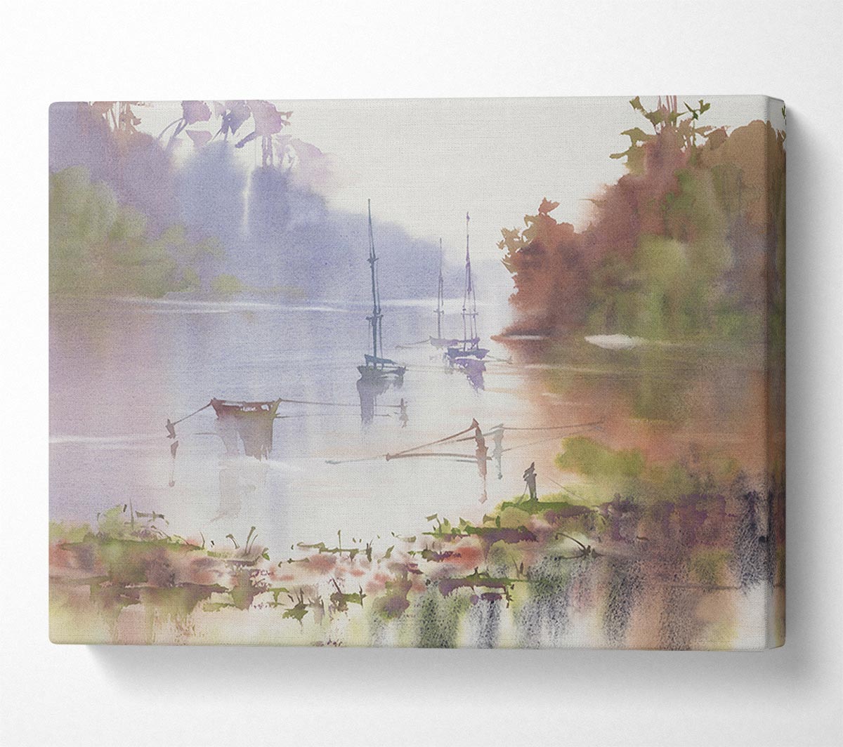 Sailing Up The Beautiful River Canvas Wall Art