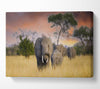Elephants In Savannah Canvas Wall Art