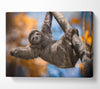 Sloth Hanging From A Tree Canvas Wall Art