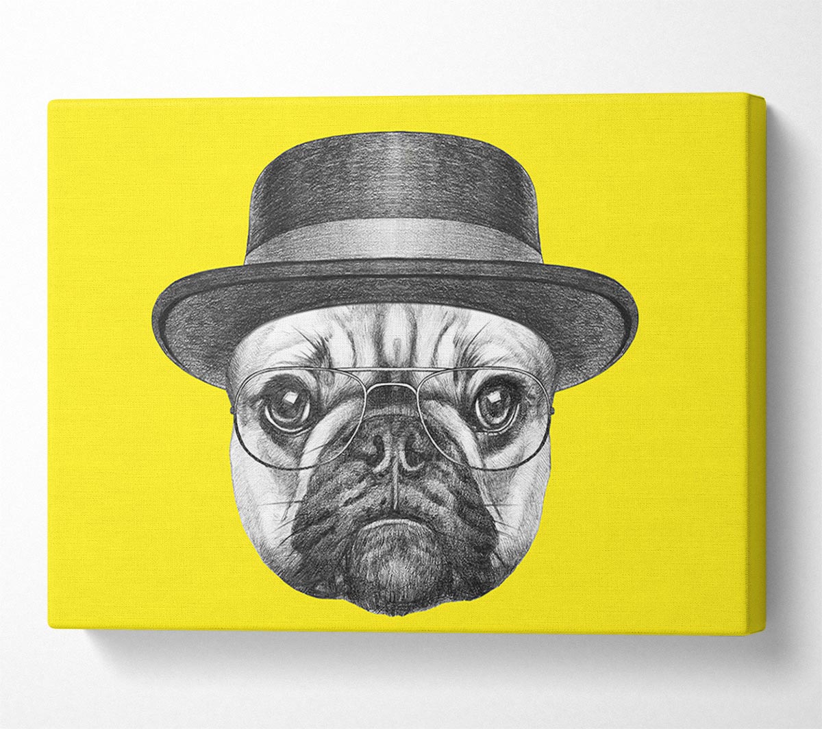 The Pug With A Hat Canvas Wall Art