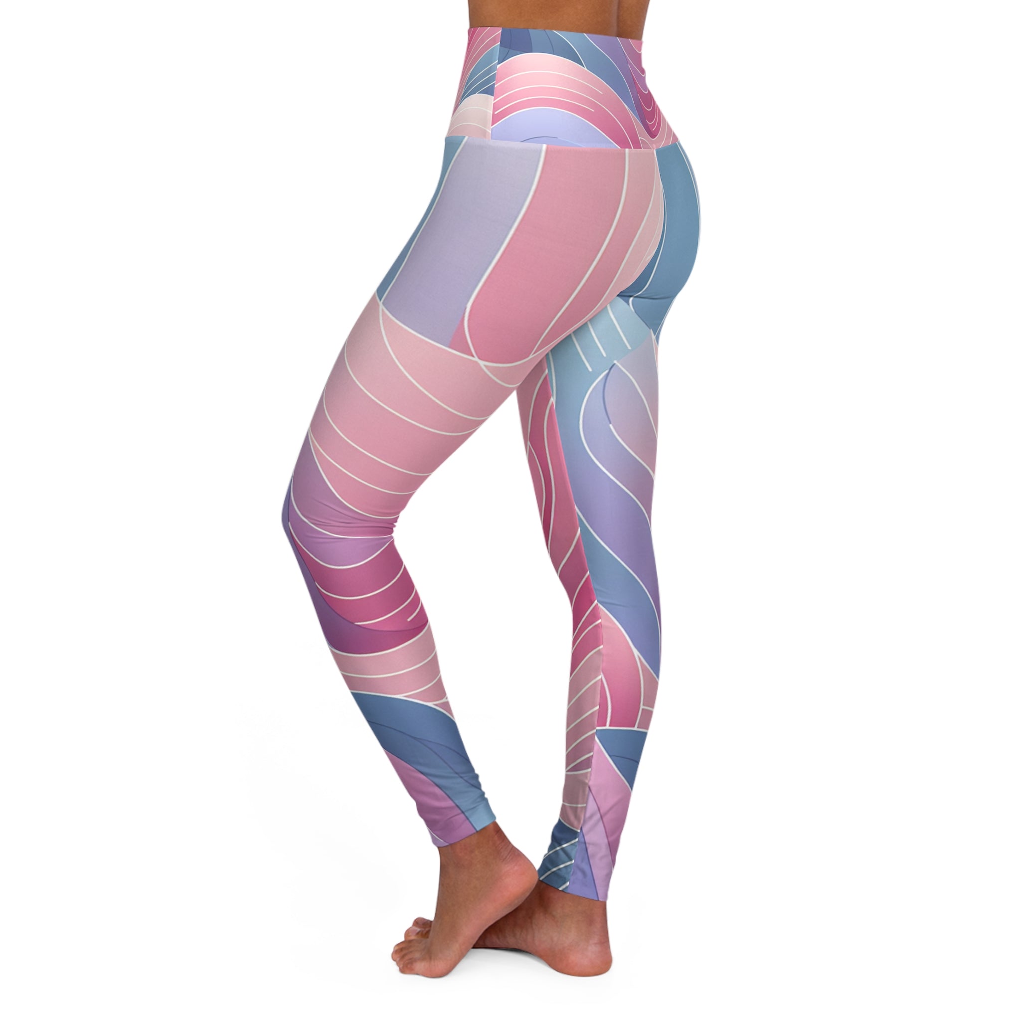 Celeste Rutherford Abstract Pastel High-Waisted Leggings - Trendy Yoga and Activewear