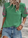 Women's Casual Embroidered Crew-Neck Fashion Shirt
