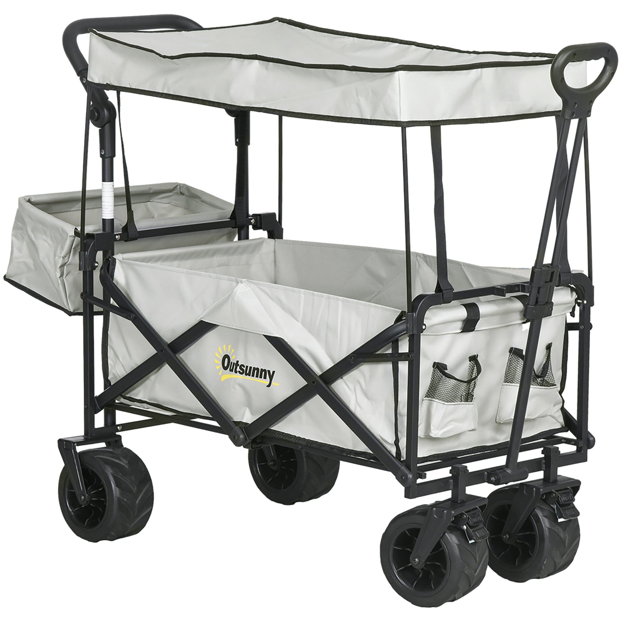 Outsunny Outdoor Push Pull Wagon Stroller Cart with Canopy Top
