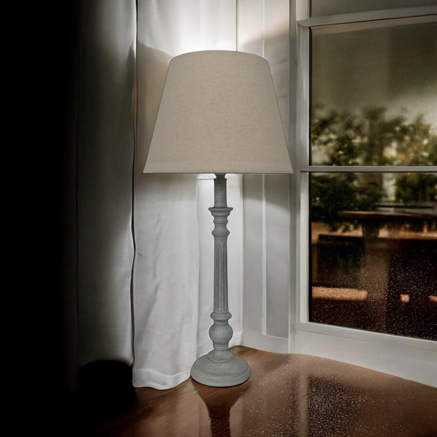 Lamp and Shade - L12 x W12 x H54 cm - Cream