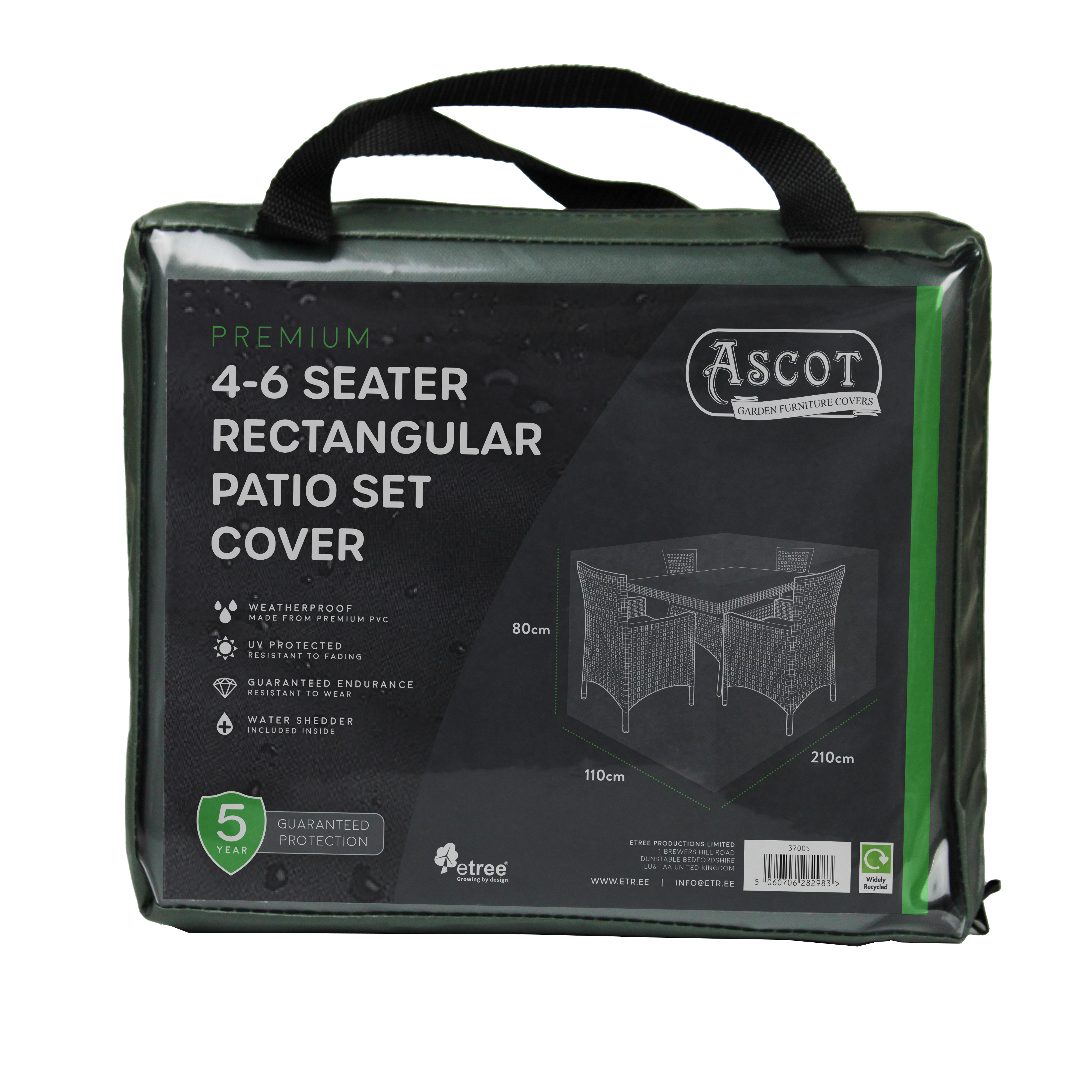 Premium Medium(4-6 seater) Rectangular Patio Set Cover - 210 X 110 X 80 (H) cm