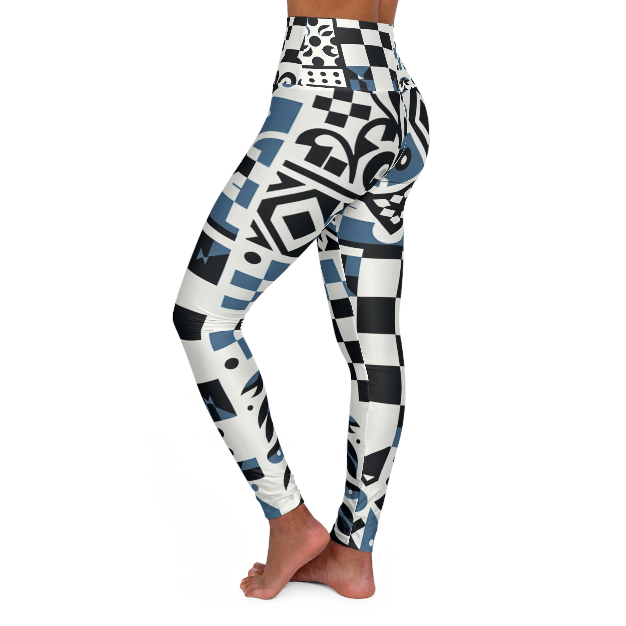 Lorelei Beaumont High-Waisted Leggings – Striking Checkerboard & Block Print Design
